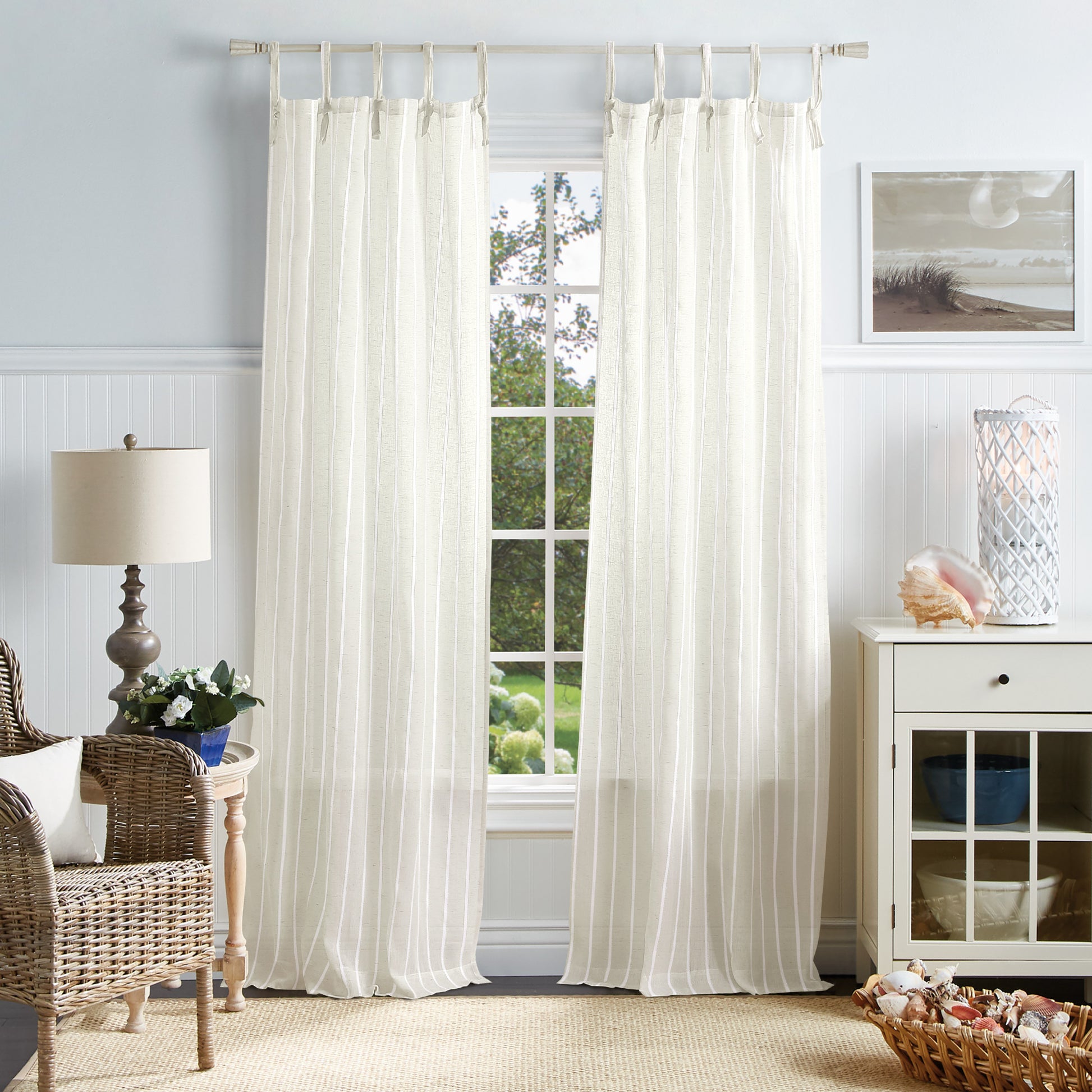 Martha Stewart Laguna Stripe Curtain Panel White