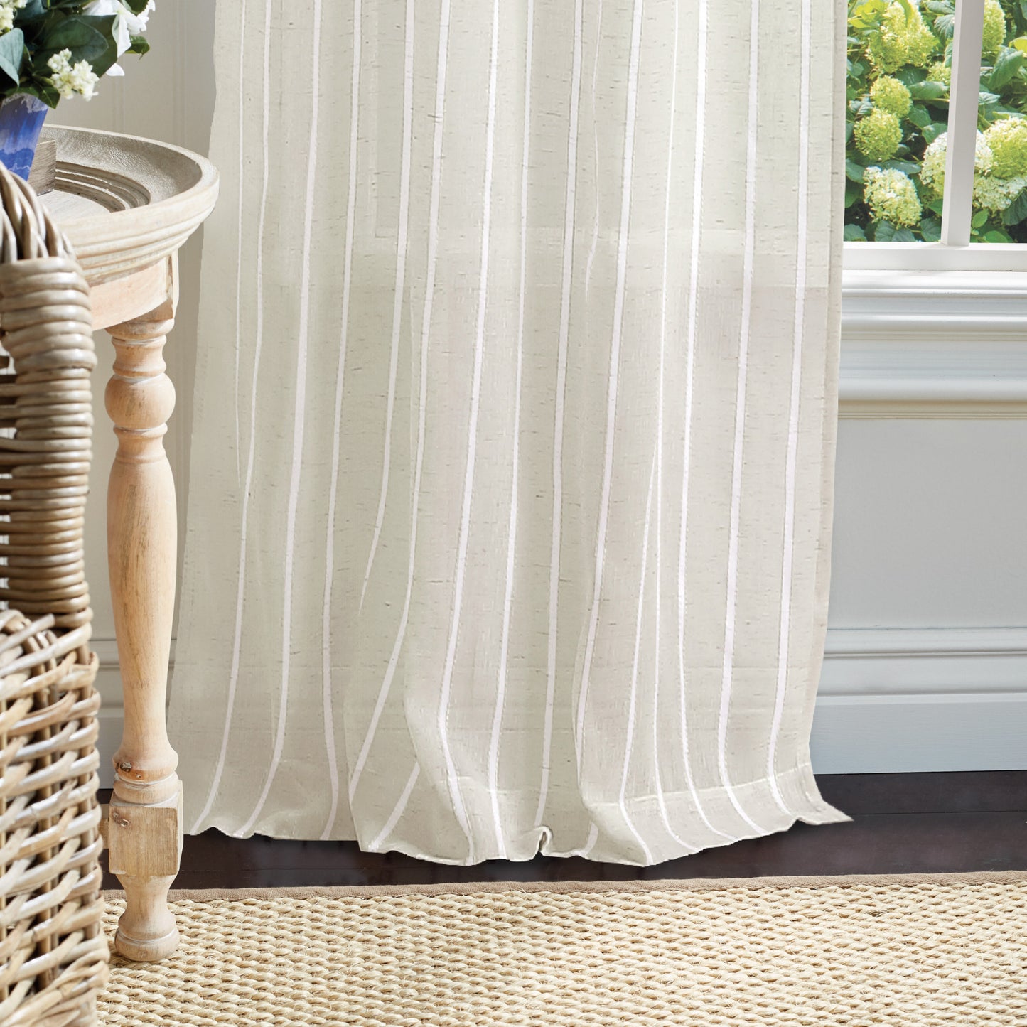 Martha Stewart Laguna Stripe Curtain Panel White