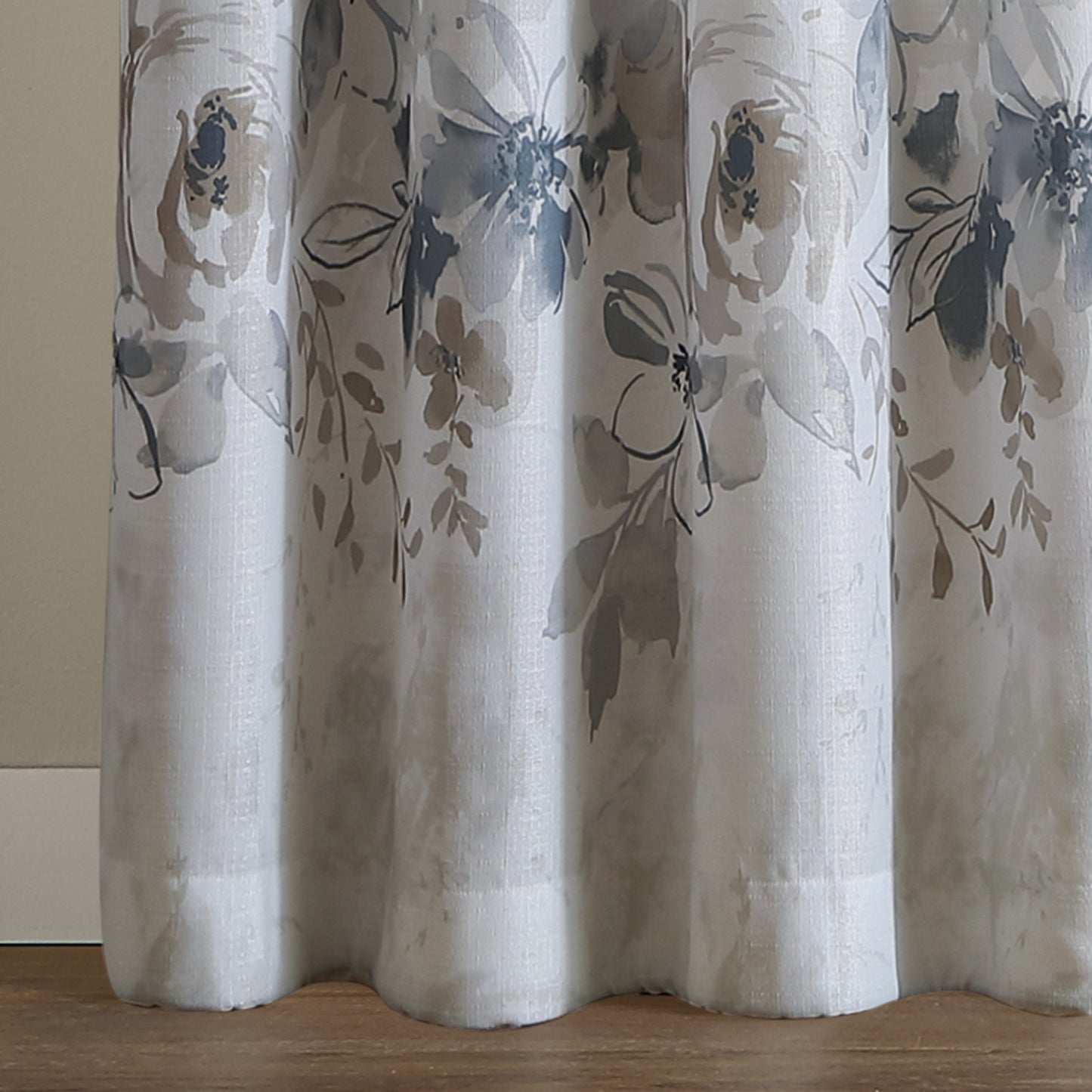 Watercolor Floral Poletop Window Curtain Panel Natural