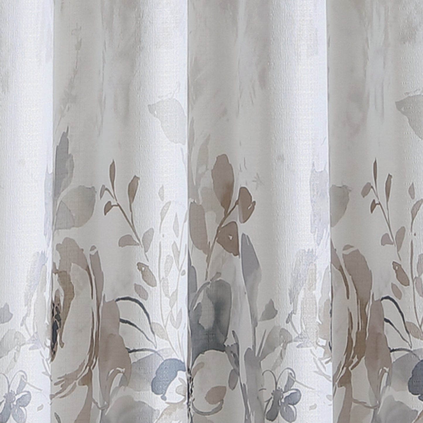 Watercolor Floral Poletop Window Curtain Panel Natural