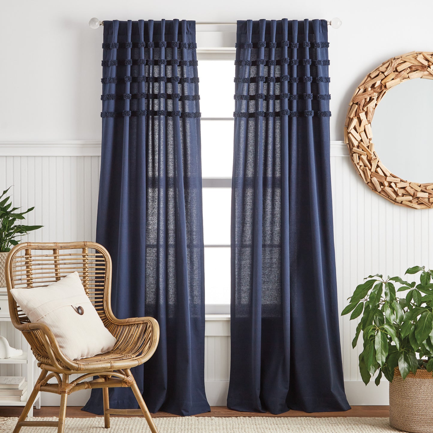 Martha Stewart Water's Edge Tufted Curtain Panels