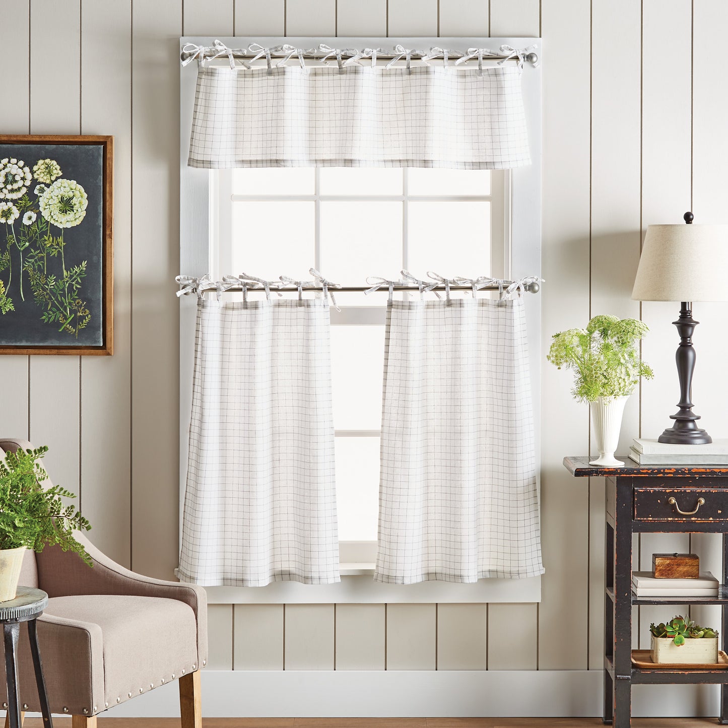 Martha Stewart Plaid Tie Top Valance & Tiers