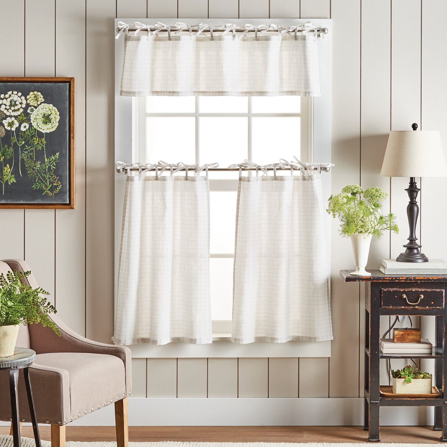 Martha Stewart Plaid Tie Top Valance & Tiers