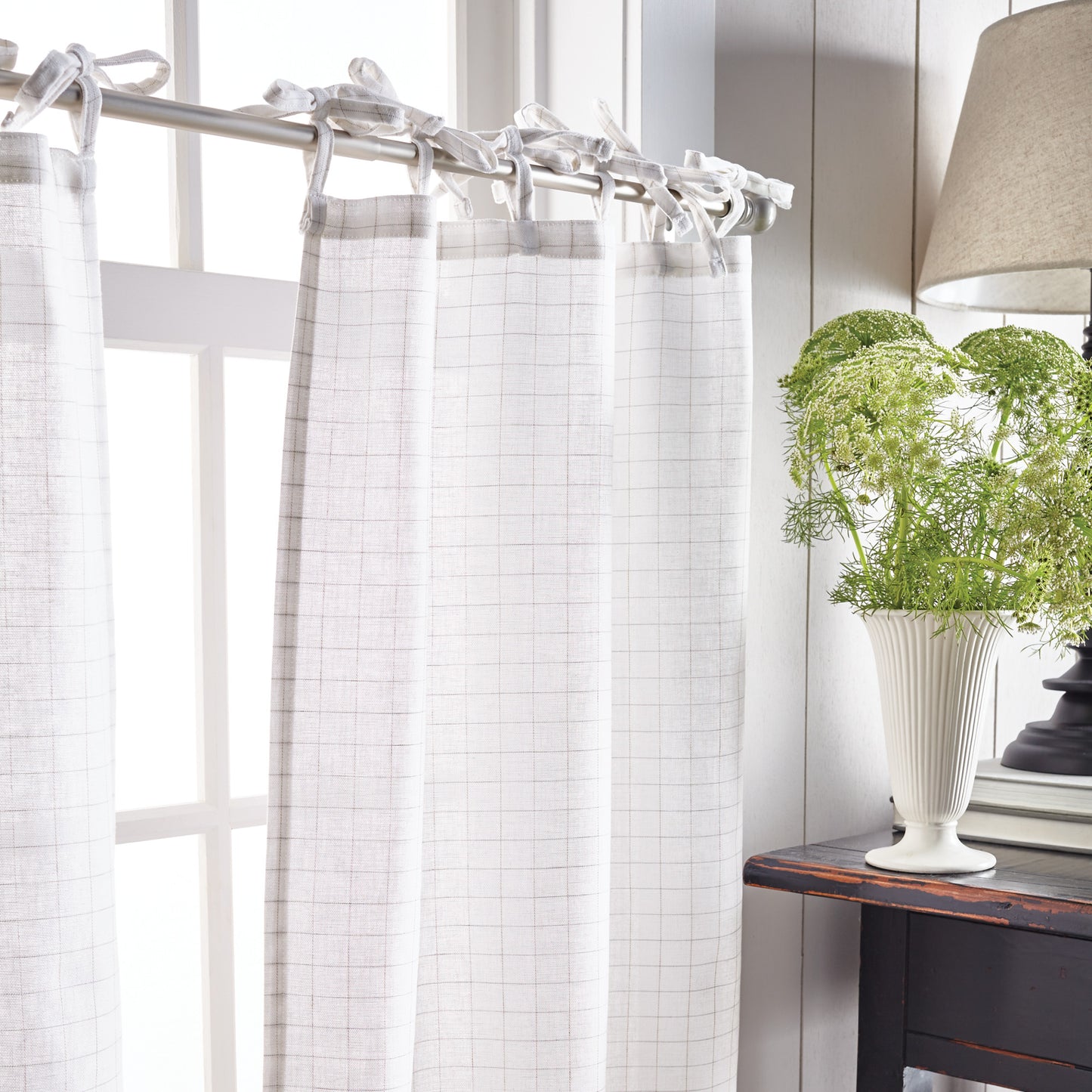 Martha Stewart Plaid Tie Top Valance & Tiers