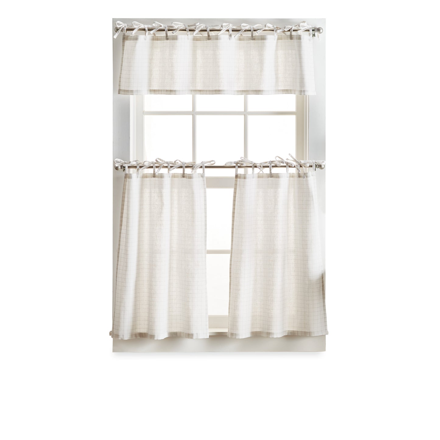 Martha Stewart Plaid Tie Top Valance & Tiers