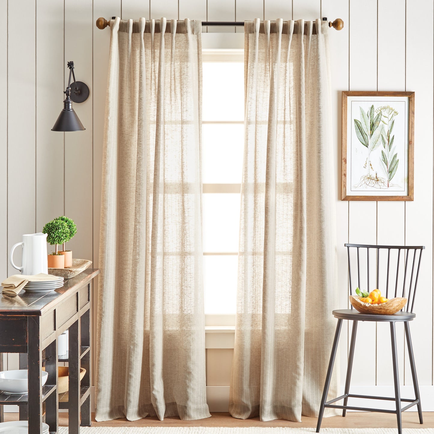 Martha Stewart Linen Stripe Curtain Panel