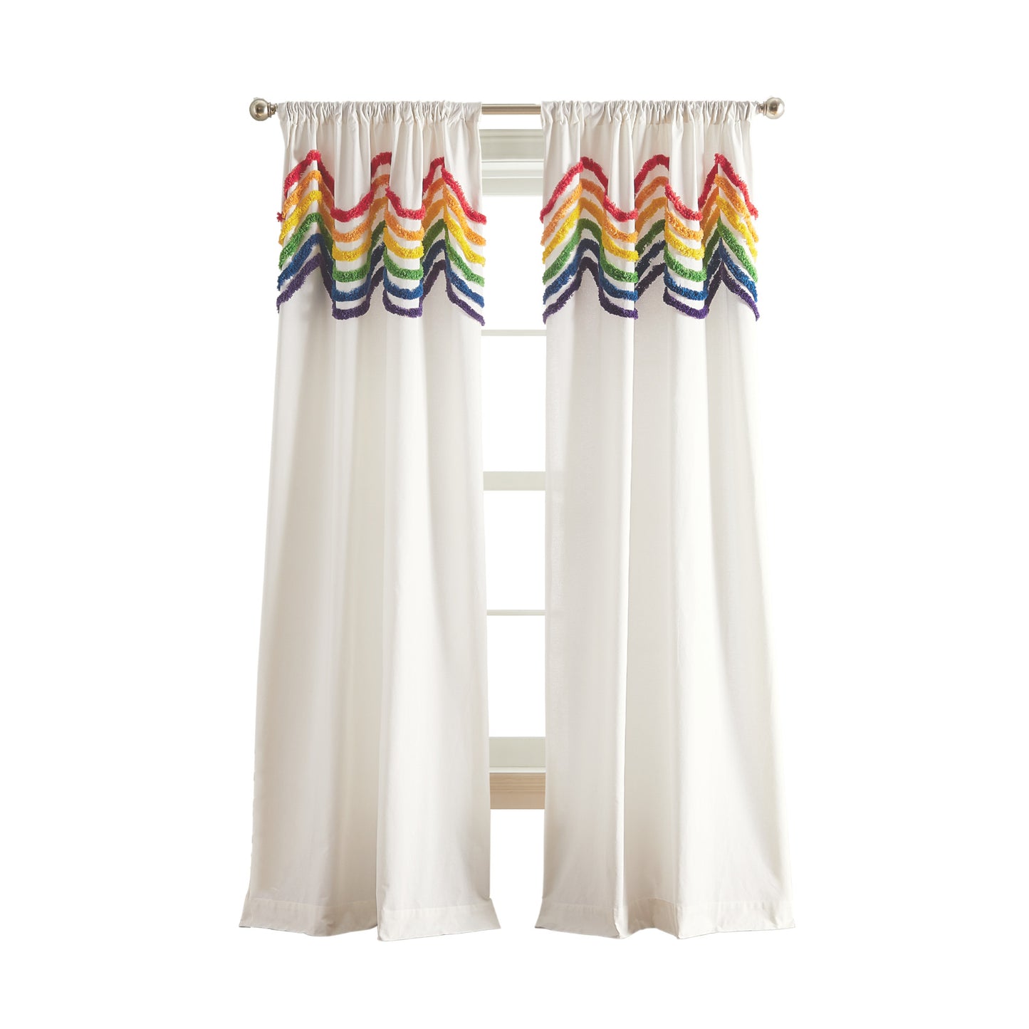 Dream Factory Rainbow Tufted Curtain Panel Pair