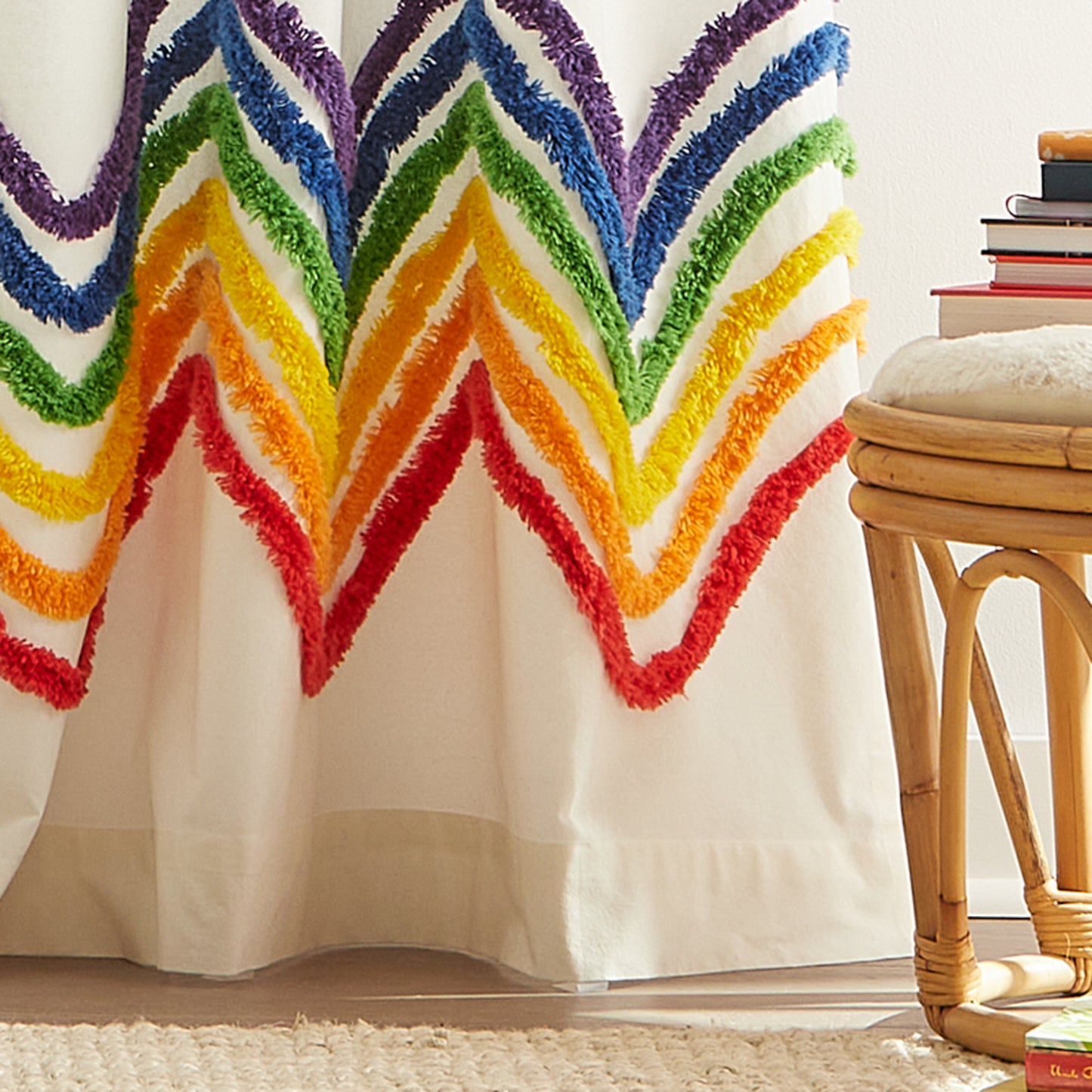 Dream Factory Rainbow Tufted Curtain Panel Pair
