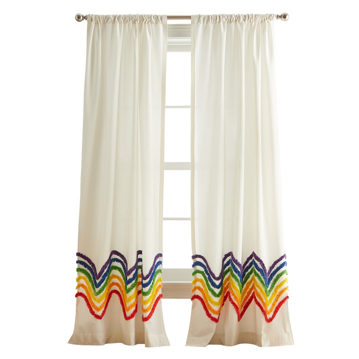 Dream Factory Rainbow Tufted Curtain Panel Pair