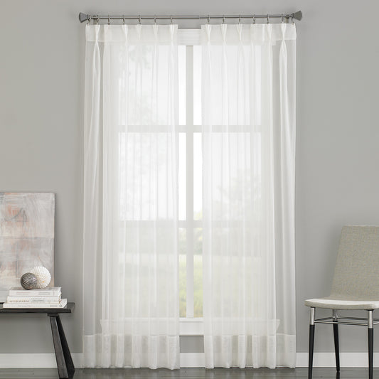 Curtainworks Soho Voile Pinch Pleat Window Curtain Panel Oyster