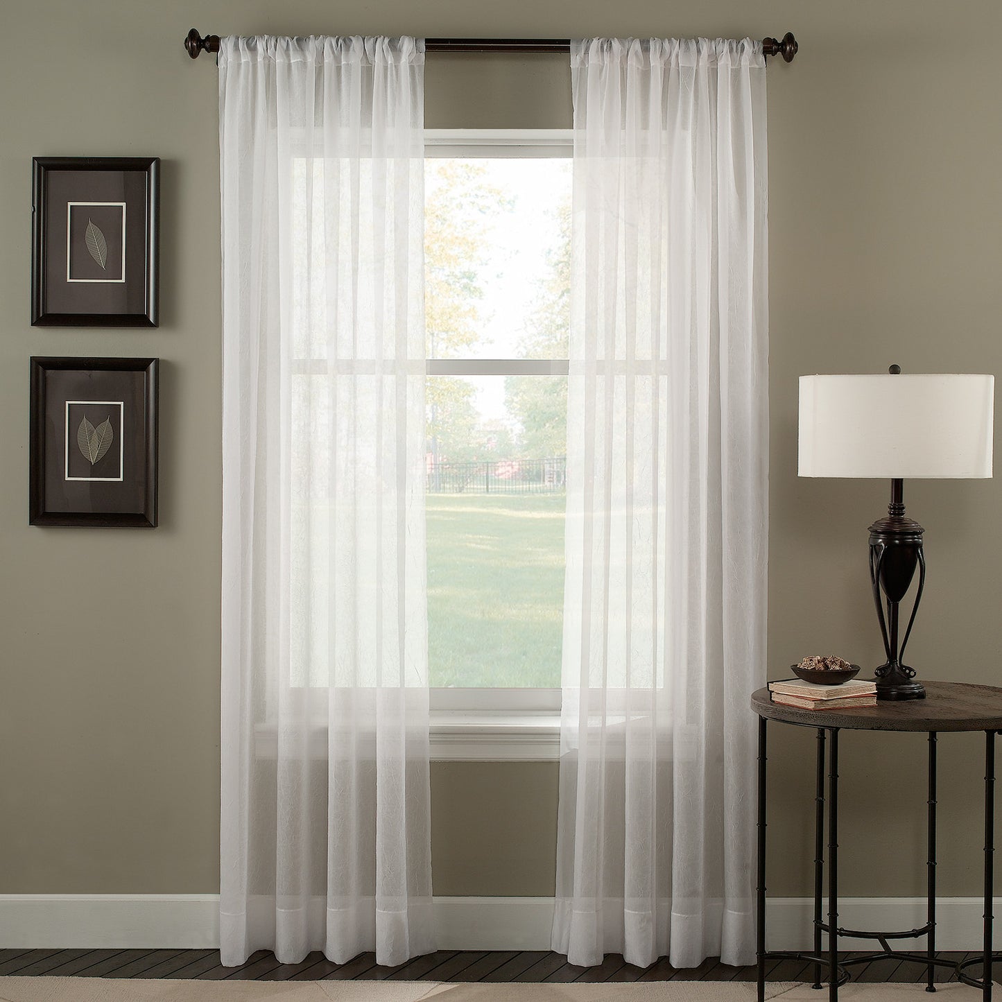 Curtainworks Trinity Crinkle Voile Window Curtain Panel Winter White