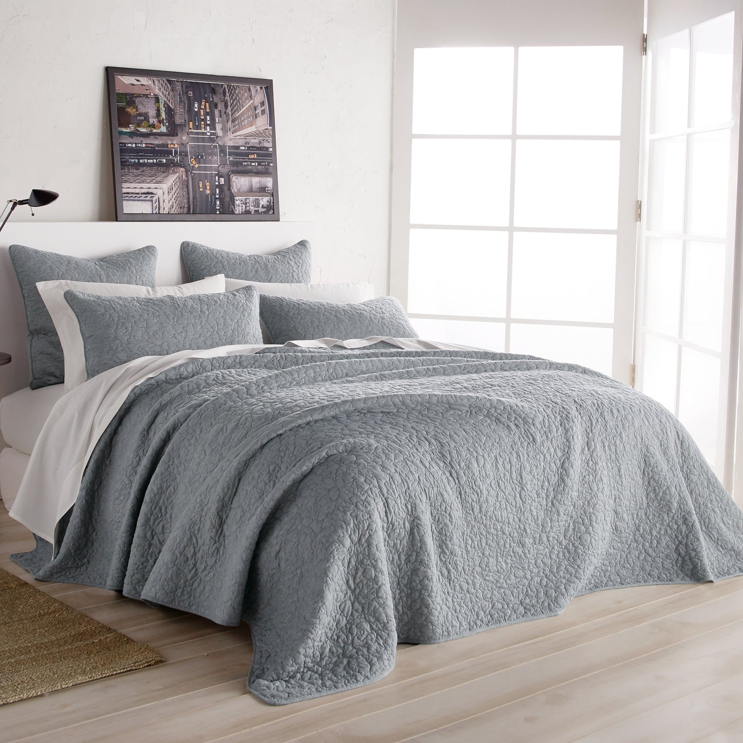 DKNY Speckled Jersey Quilt Grey
