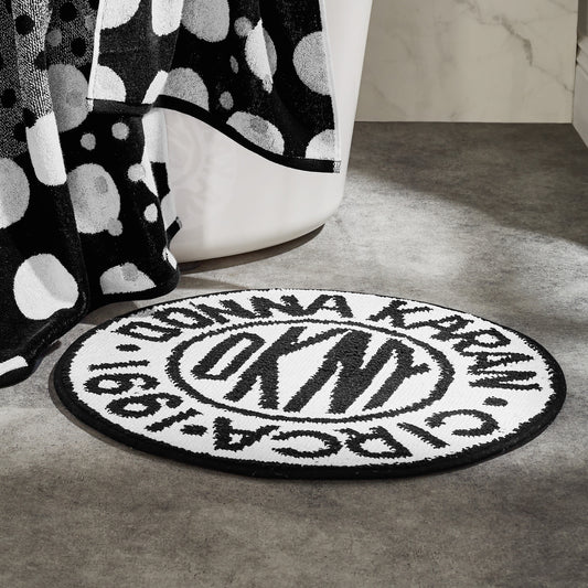 DKNY Circle Logo Bath Rug Black/White