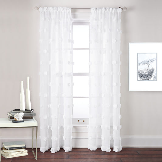 DKNY Snowball Sheer Curtain Panel Pair