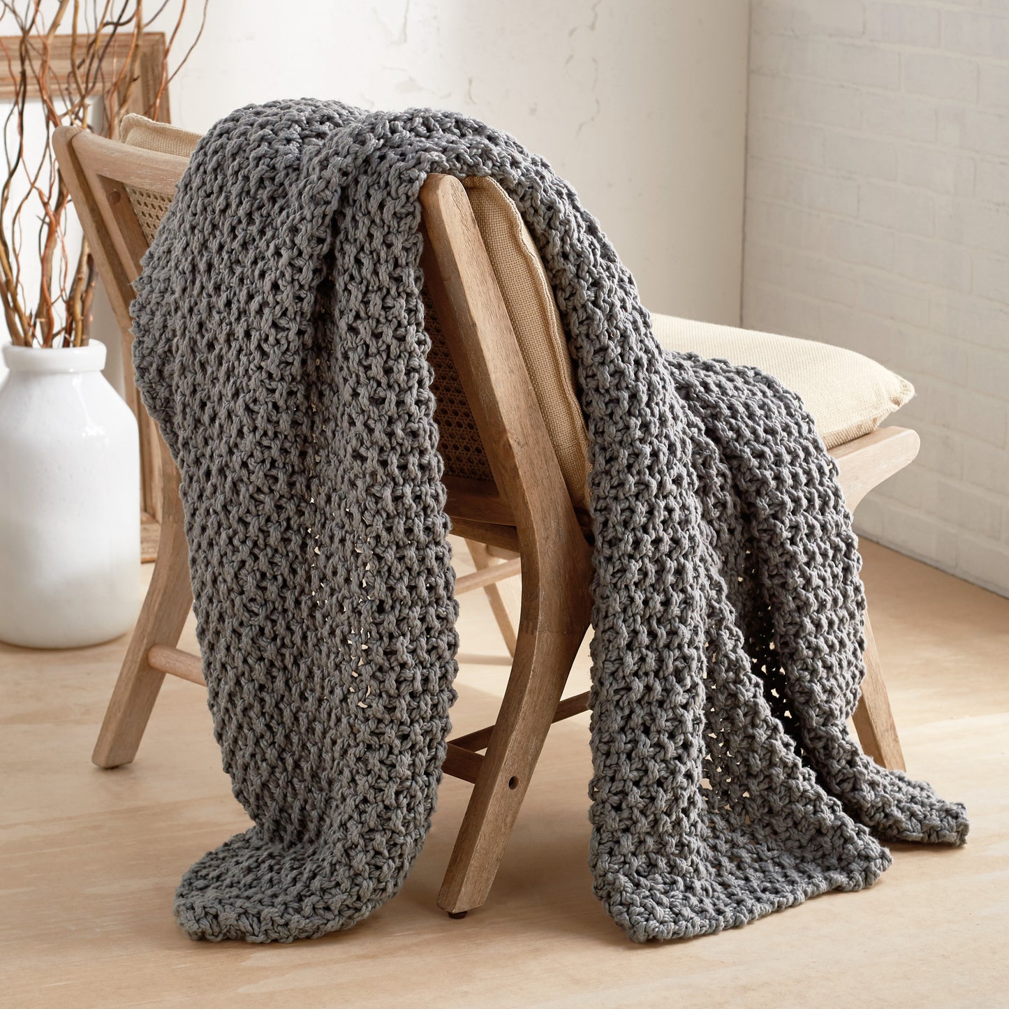 Pure Chunky Knit Throw Grey