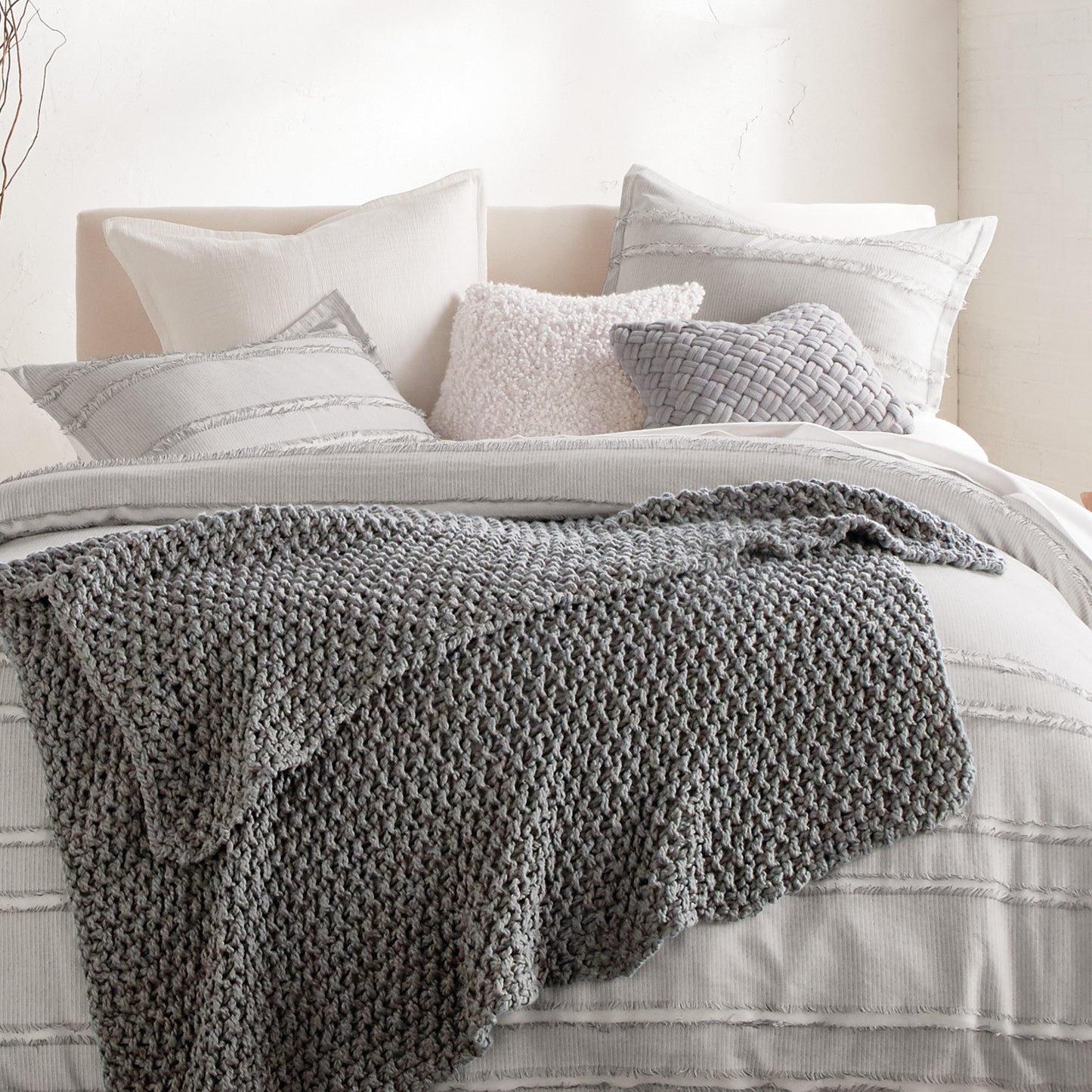 Pure Chunky Knit Throw Grey