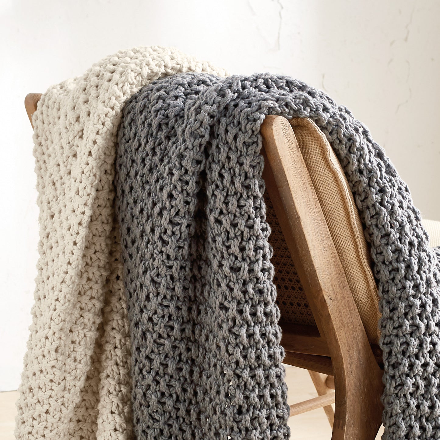 Pure Chunky Knit Throw Grey