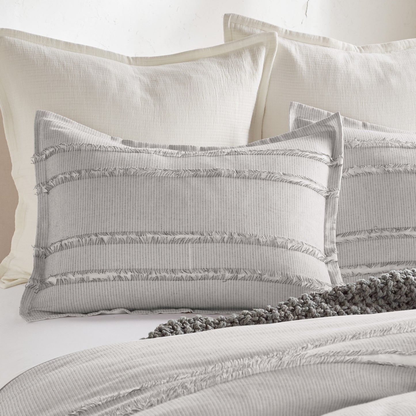 DKNY PURE Fringe Stripe Duvet Set