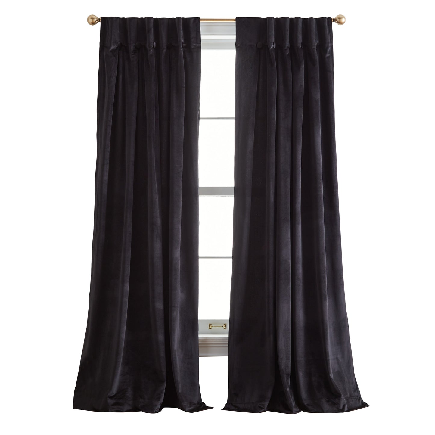 DKNY Velvet Inverted Pleat Curtain Panel Pair