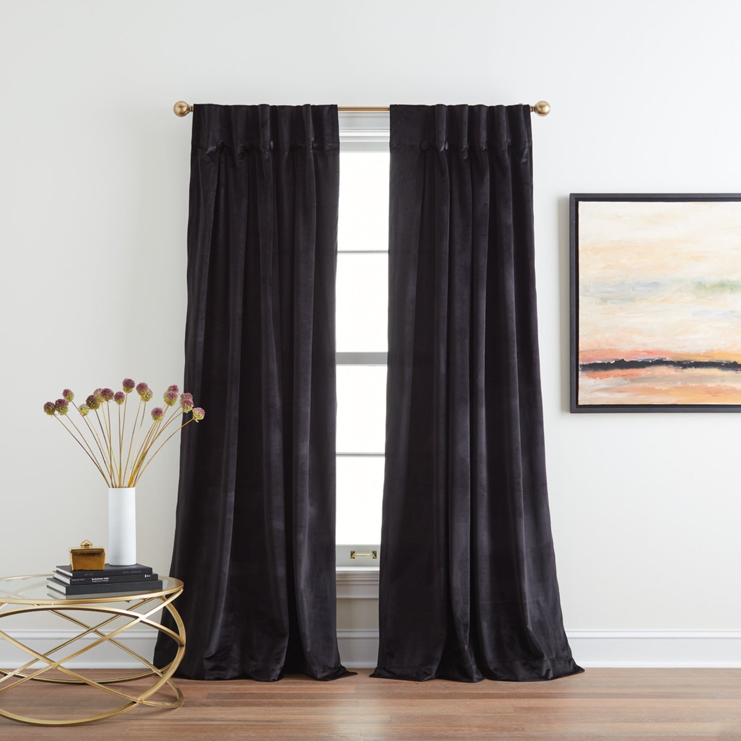 DKNY Velvet Inverted Pleat Curtain Panel Pair