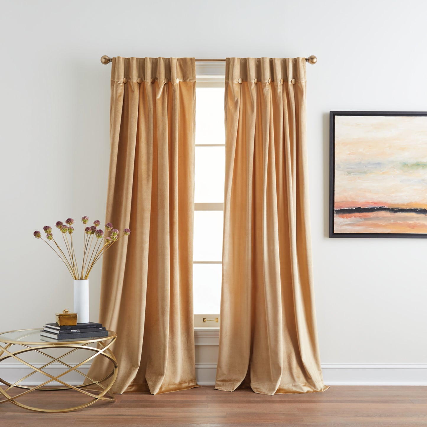 DKNY Velvet Inverted Pleat Curtain Panel Pair