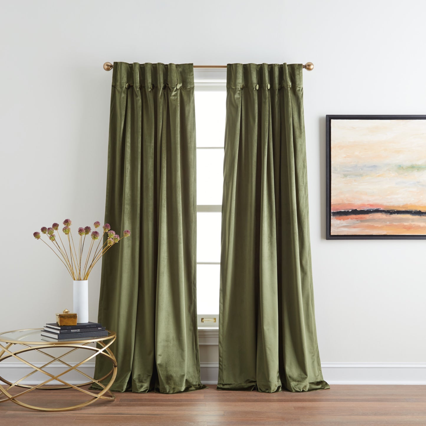 DKNY Velvet Inverted Pleat Curtain Panel Pair