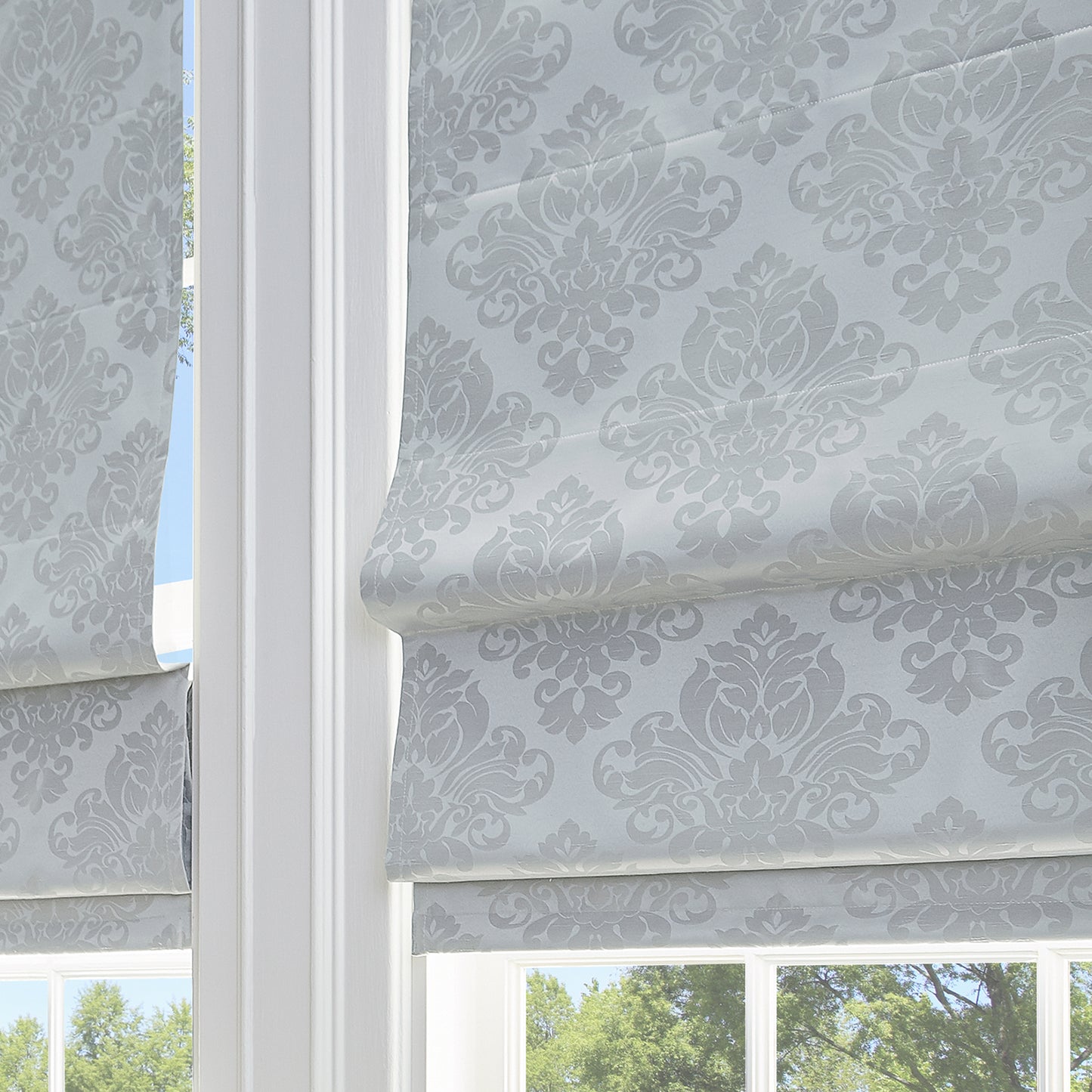 Damask Roman Window Shade Silver