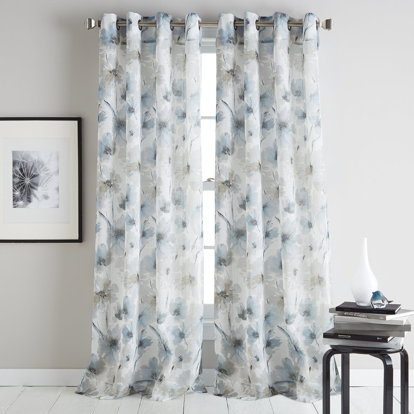 DKNY Modern Bloom Window Curtain Panel Linen