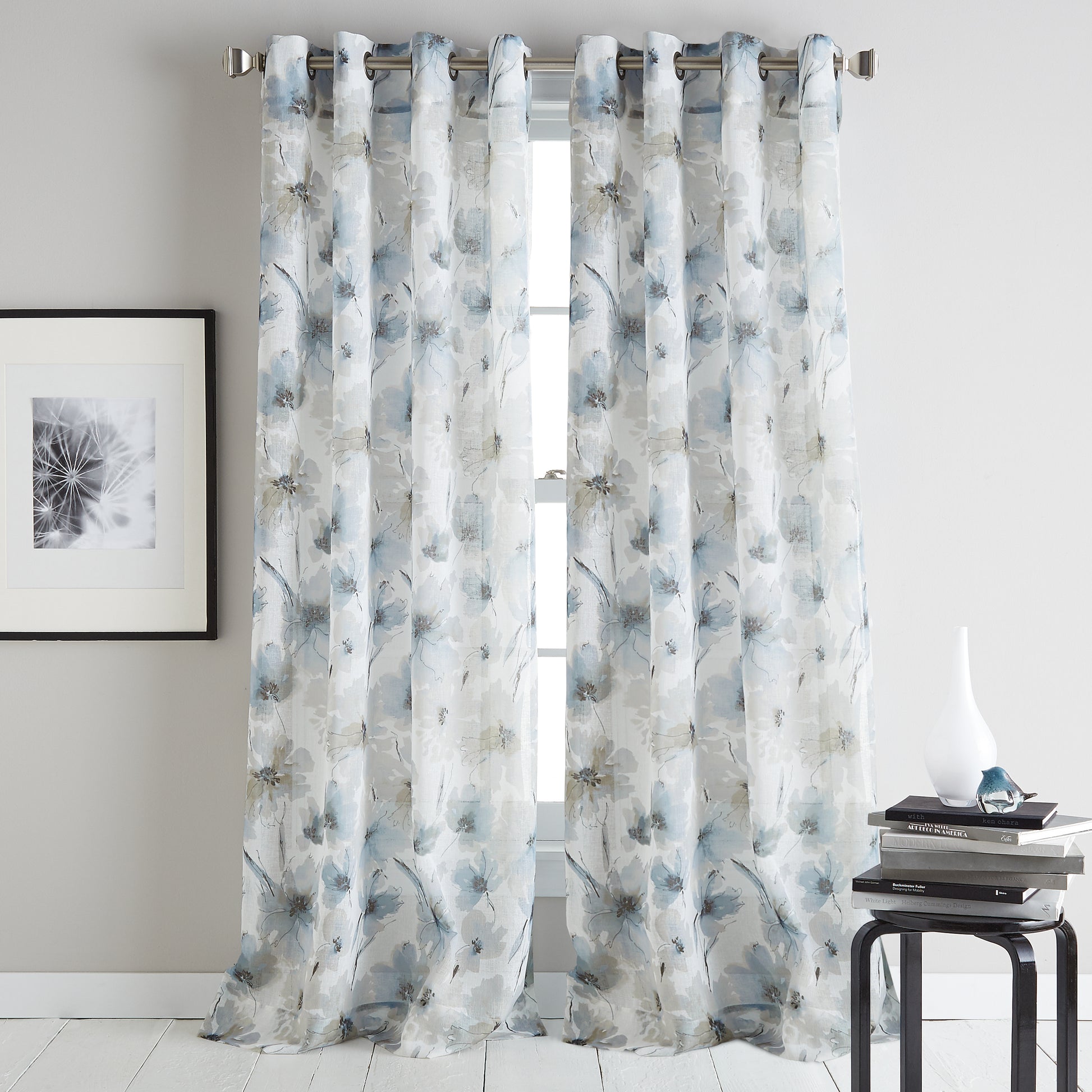 DKNY Modern Bloom Window Curtain Panel Linen