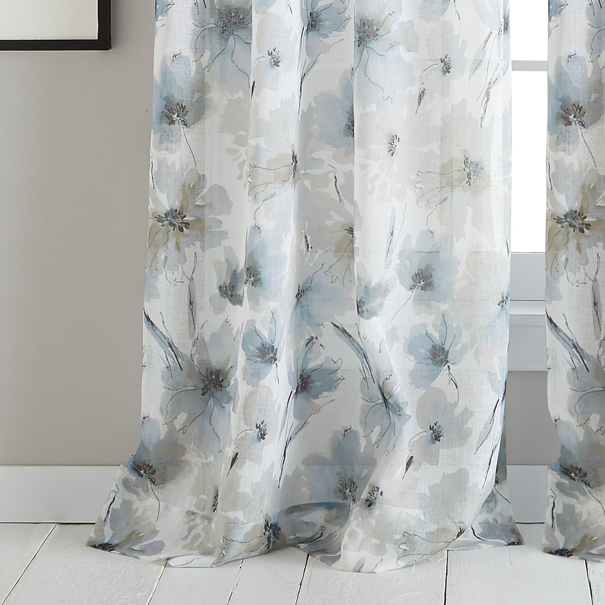 DKNY Modern Bloom Window Curtain Panel Linen