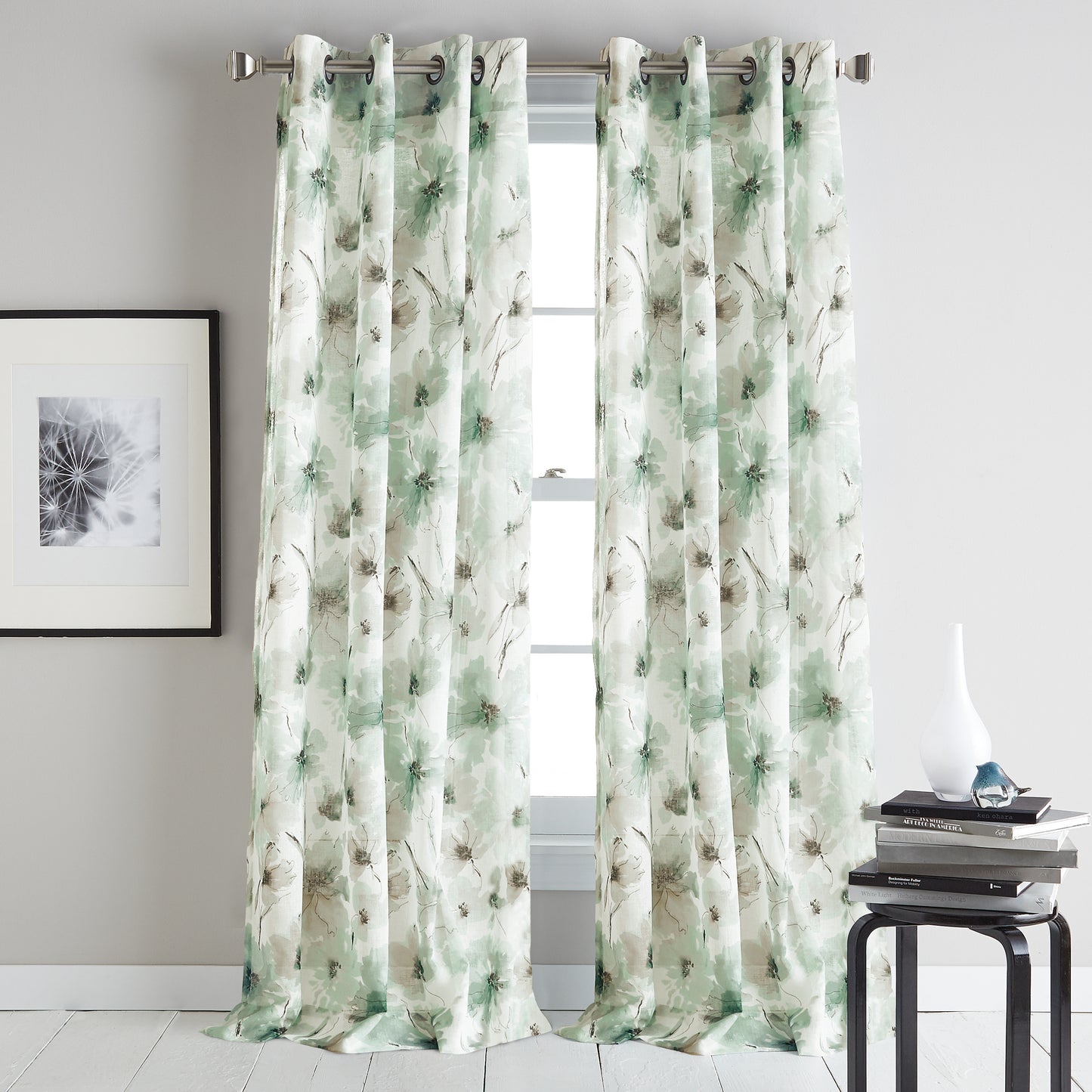 DKNY Modern Bloom Window Curtain Panel Mist
