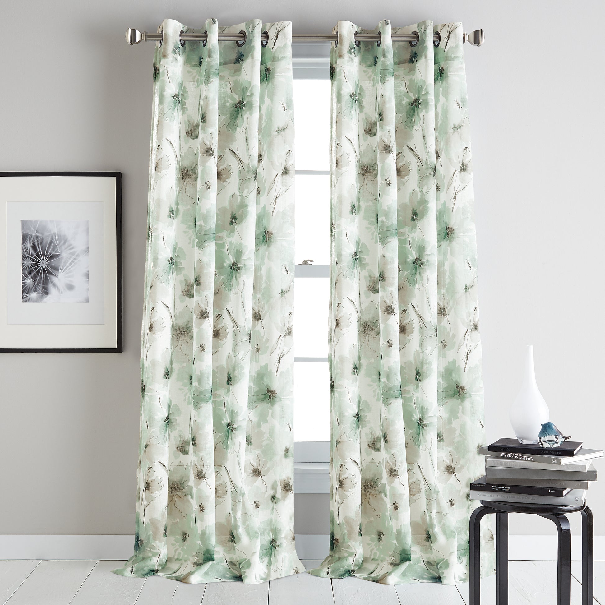 DKNY Modern Bloom Window Curtain Panel Mist