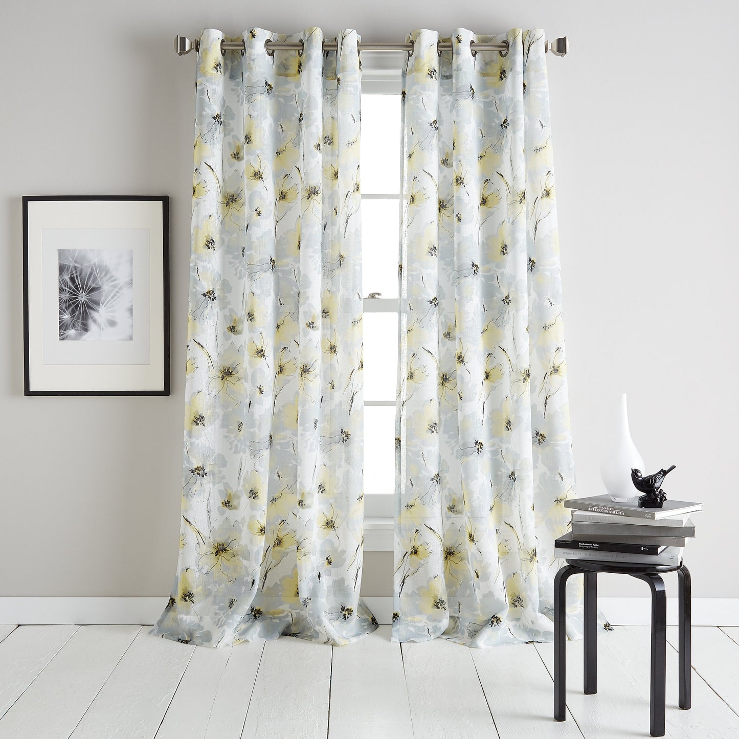 DKNY Modern Bloom Window Curtain Panel Yellow