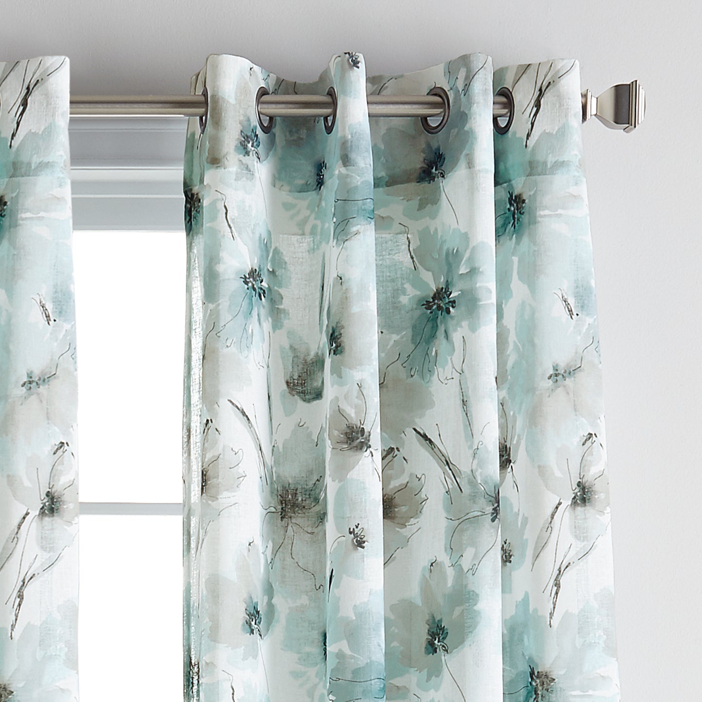 DKNY Modern Bloom Window Curtain Panel Blue