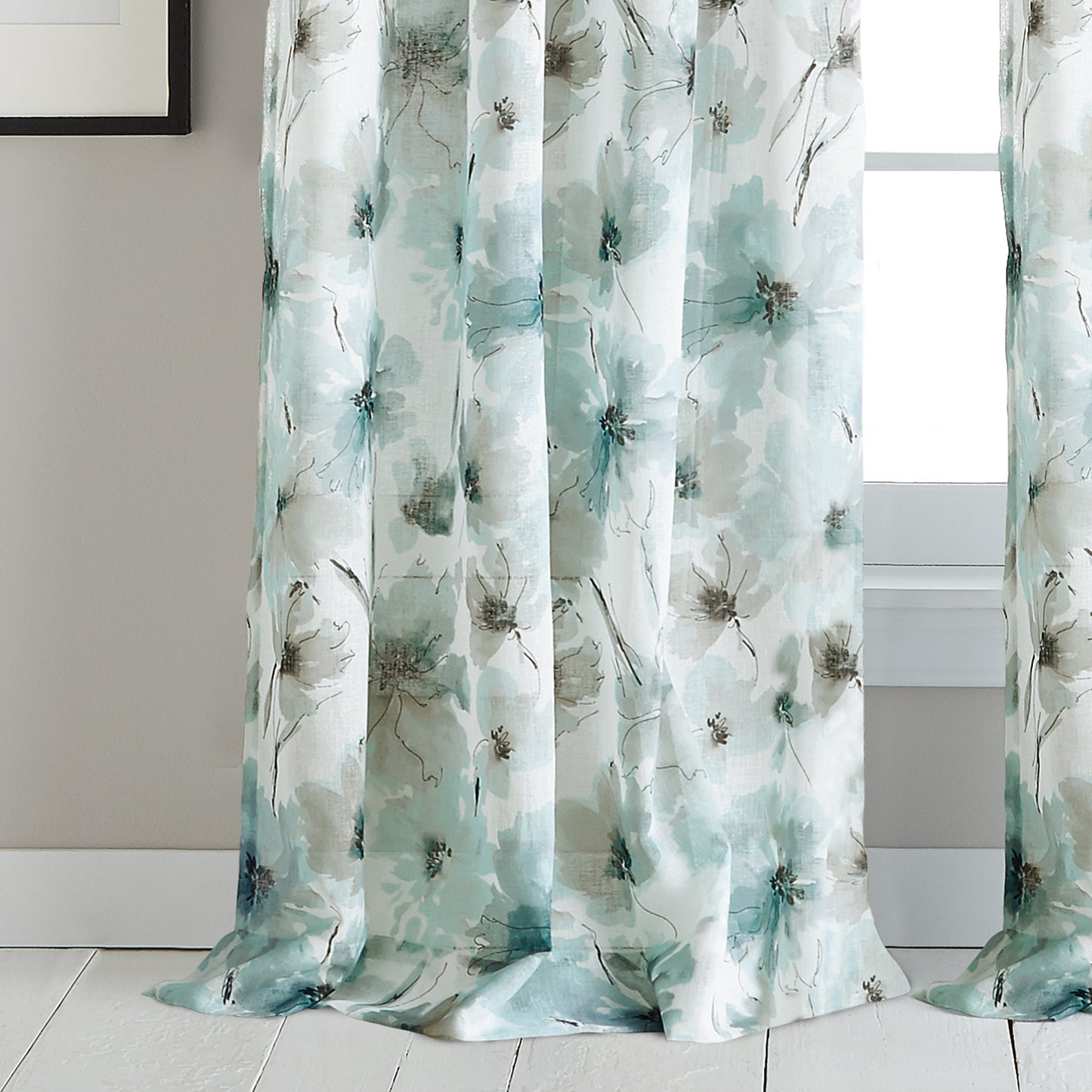 DKNY Modern Bloom Window Curtain Panel Blue