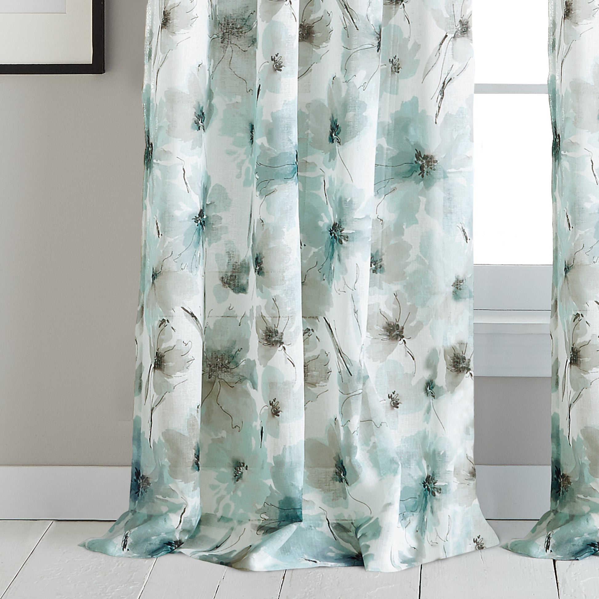 DKNY Modern Bloom Window Curtain Panel Blue
