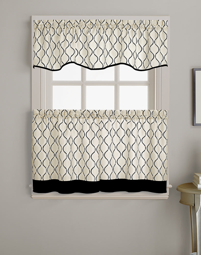 Curtainworks Morocco Tier & Valance Separates Black