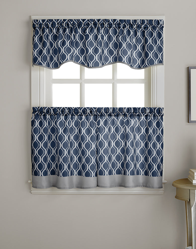 Curtainworks Morocco Tier & Valance Separates Navy