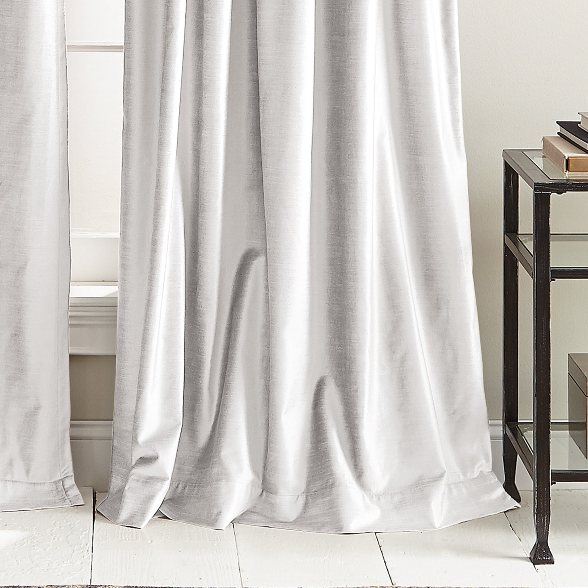 DKNY Modern Knotted Velvet Window Curtain Panel Winter White