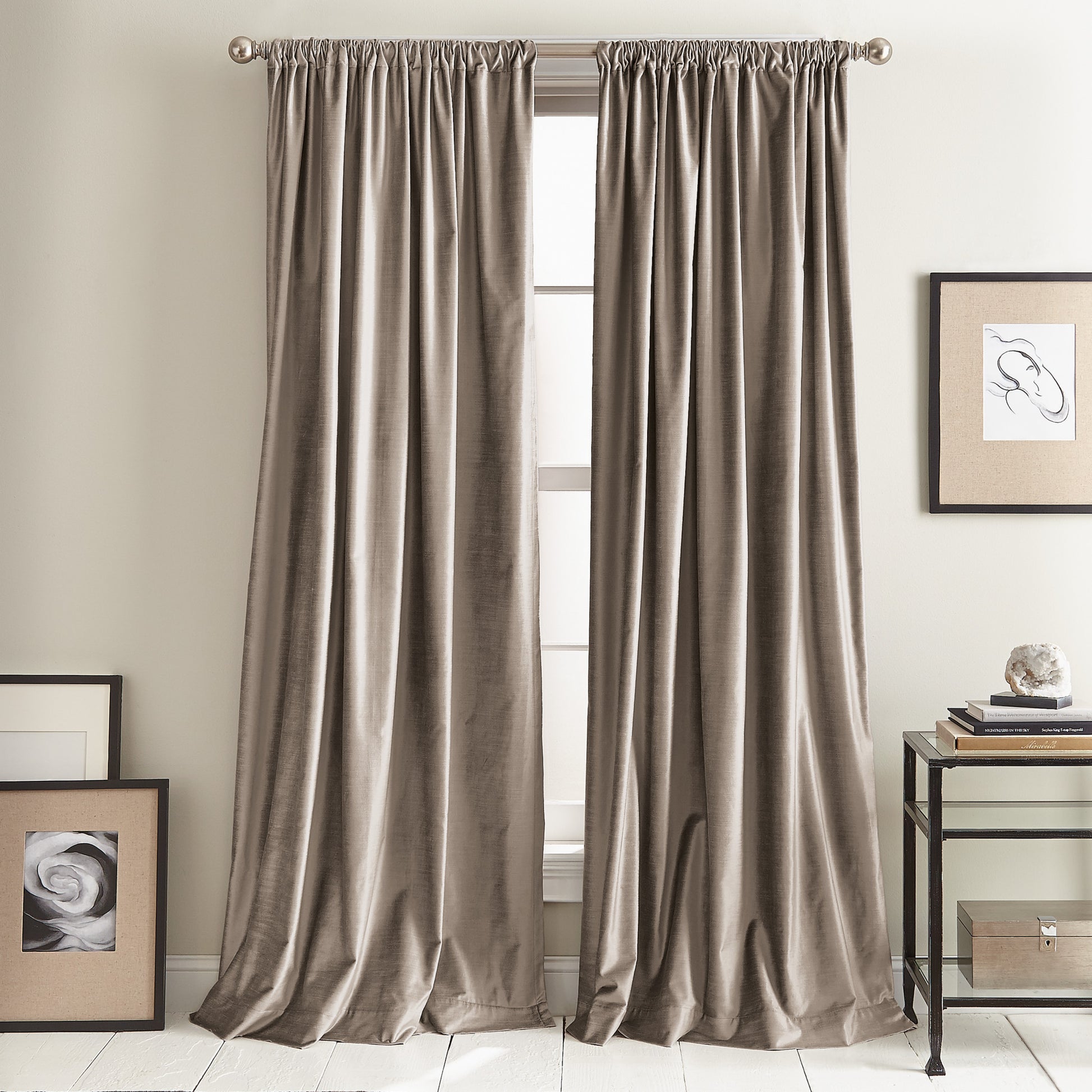 DKNY Modern Knotted Velvet Window Curtain Panel Mocha