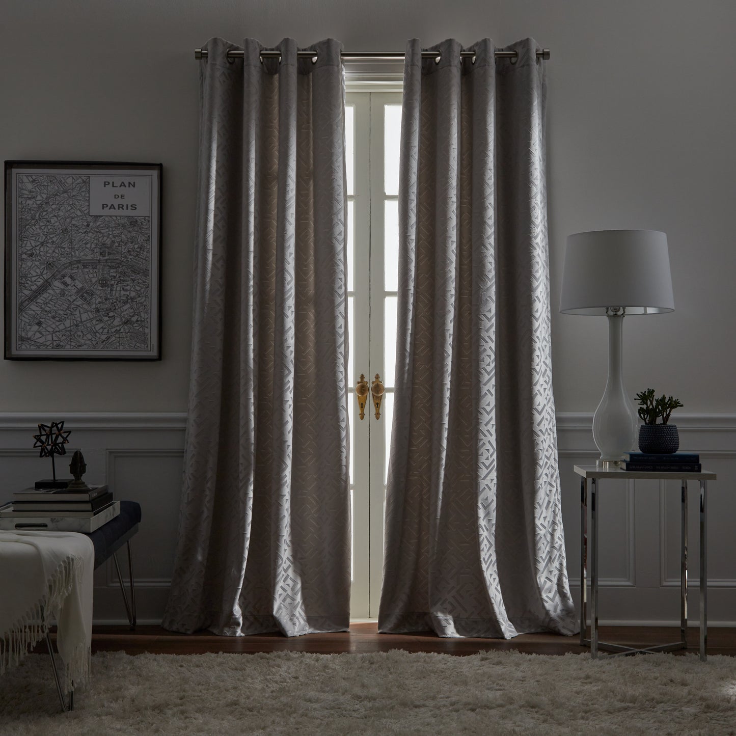 KARL LAGERFELD PARIS Embossed Blackout Curtain Panel Pair