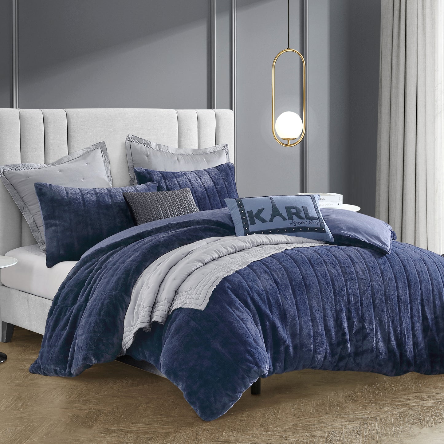 KARL LAGERFELD PARIS Channel Bunny Faux Fur Comforter Set
