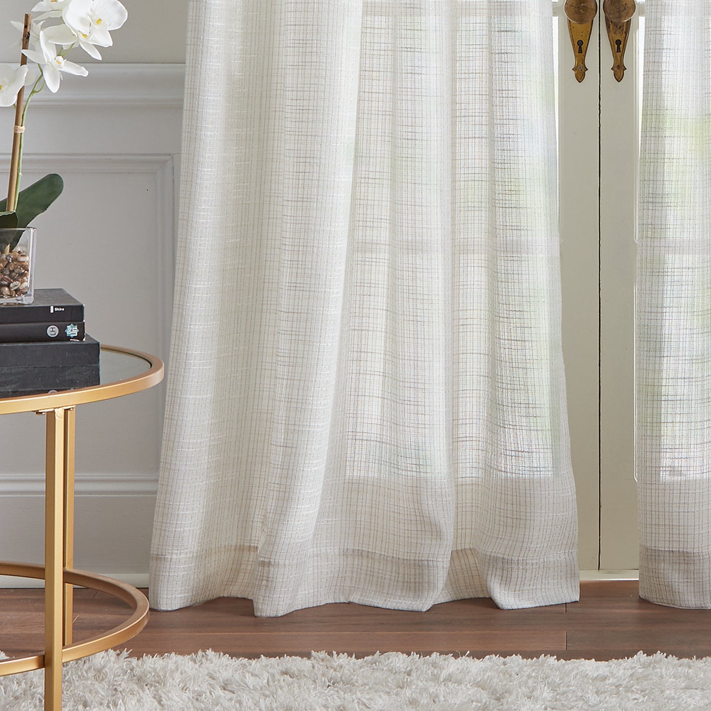 KARL LAGERFELD PARIS Sorbet Metallic Curtain Panel Pair