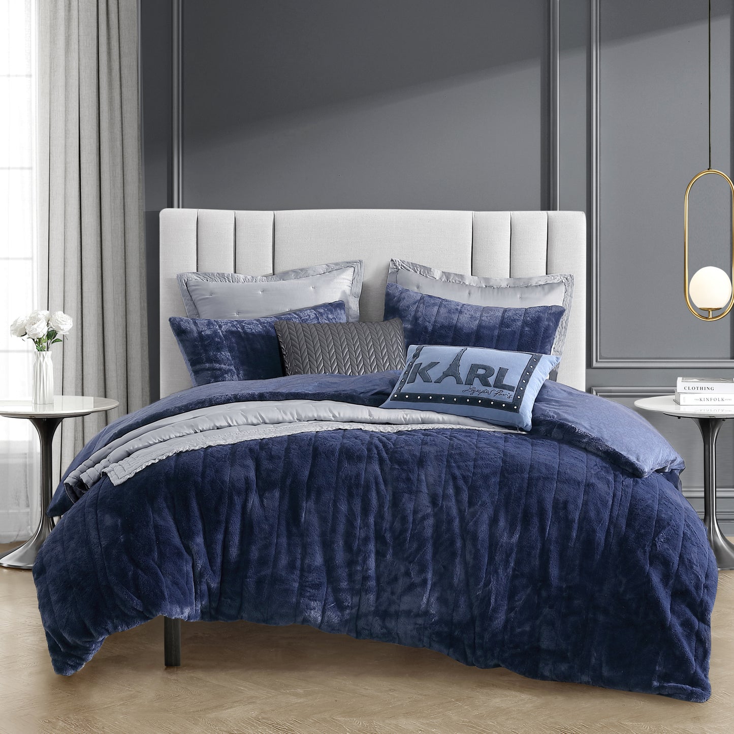 KARL LAGERFELD PARIS Channel Bunny Faux Fur Comforter Set