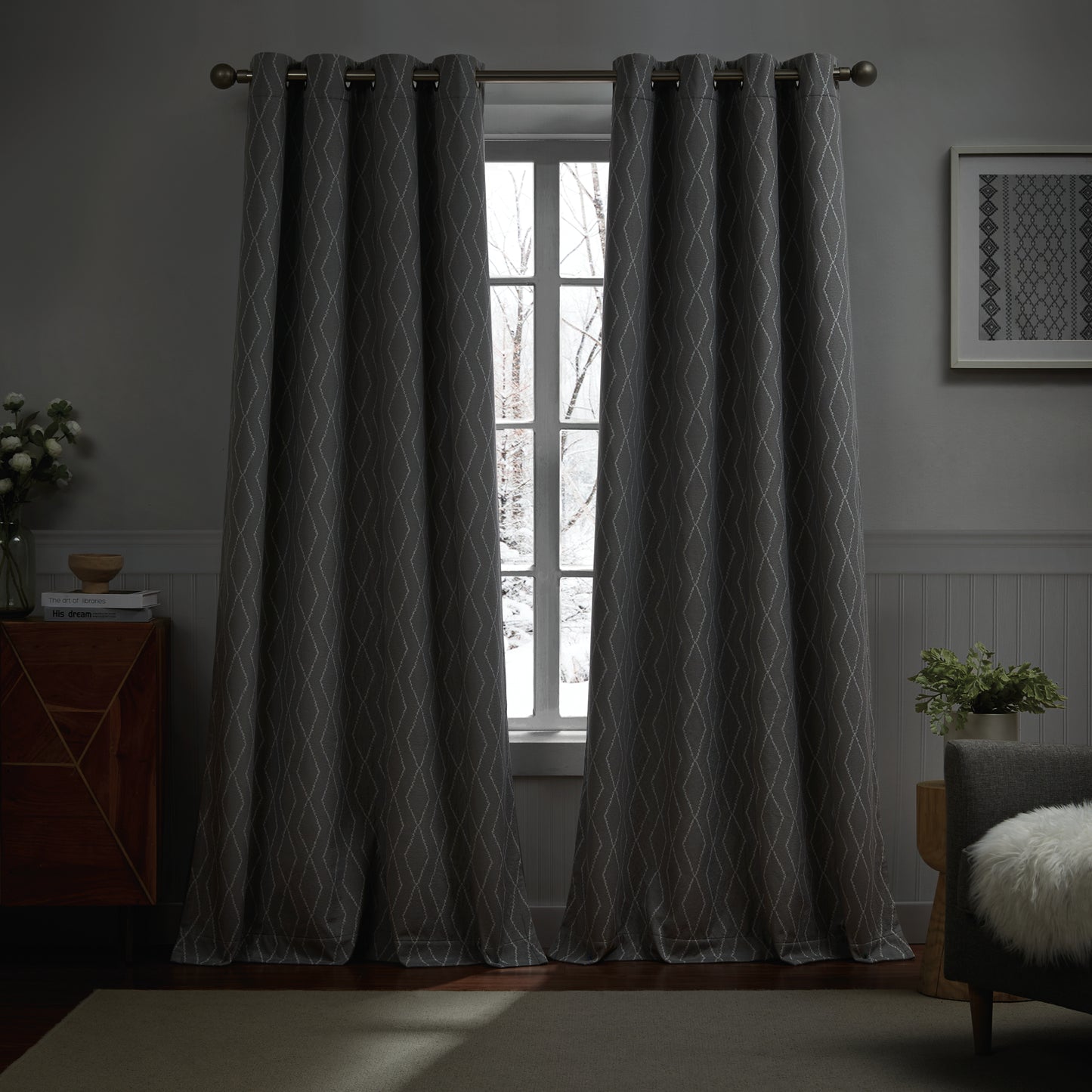 G.H. Bass & Co. River Diamond Blackout Curtain Panel Pair