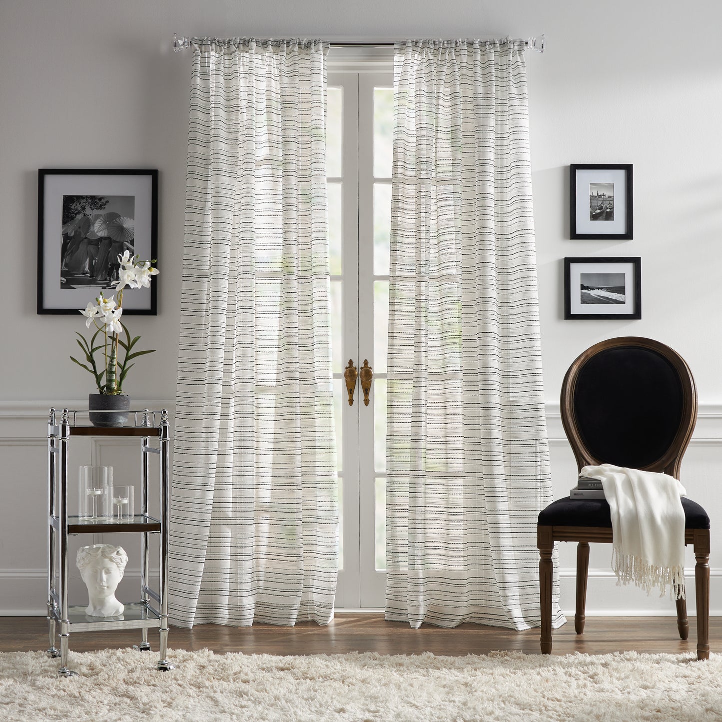 KARL LAGERFELD PARIS Thea Boucle Curtain Panel Pair