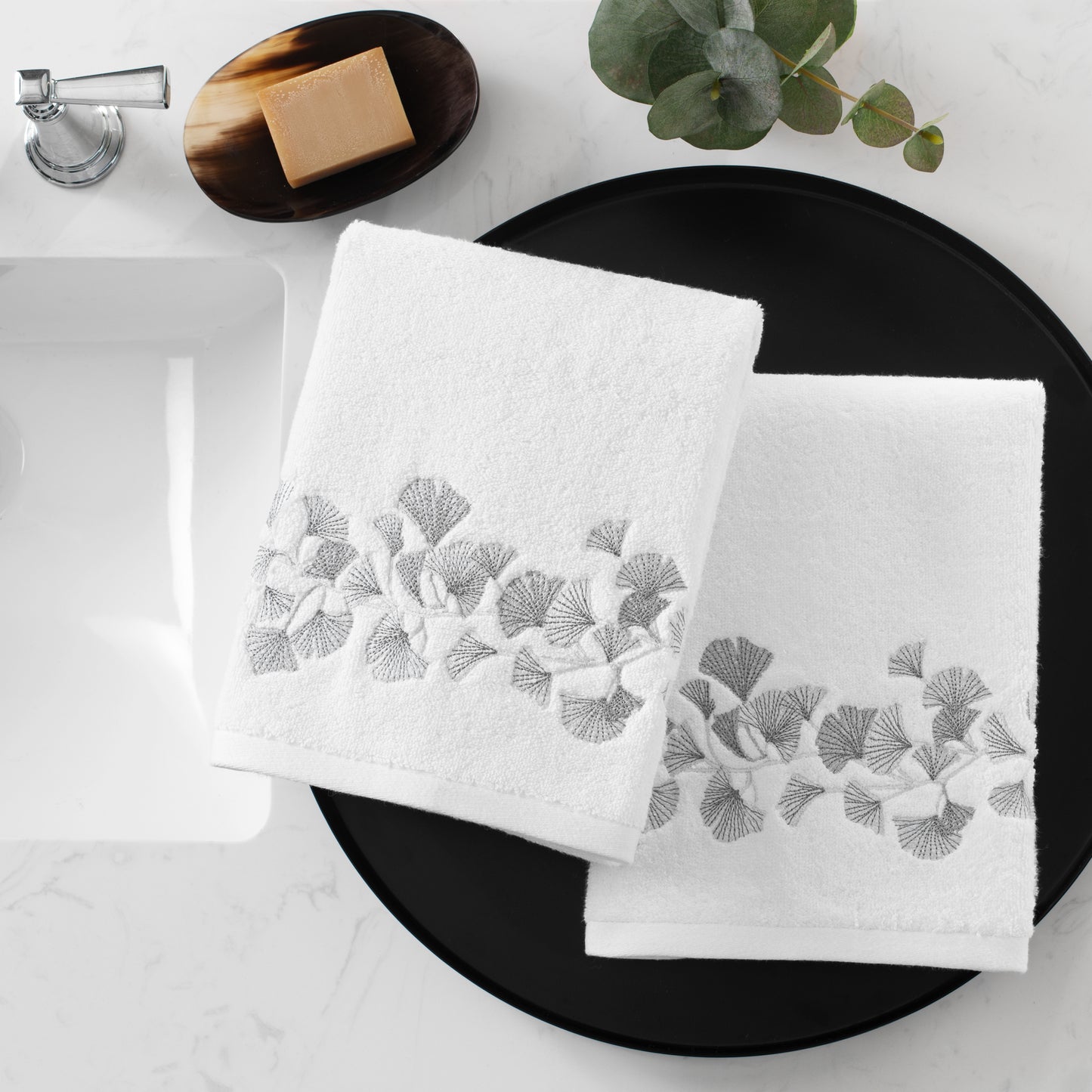 Michael Aram Gingko Embroidered Guest Towel 2pc Set