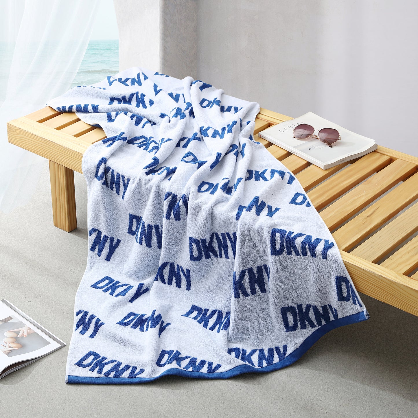 DKNY All Over Logo Beach Towel