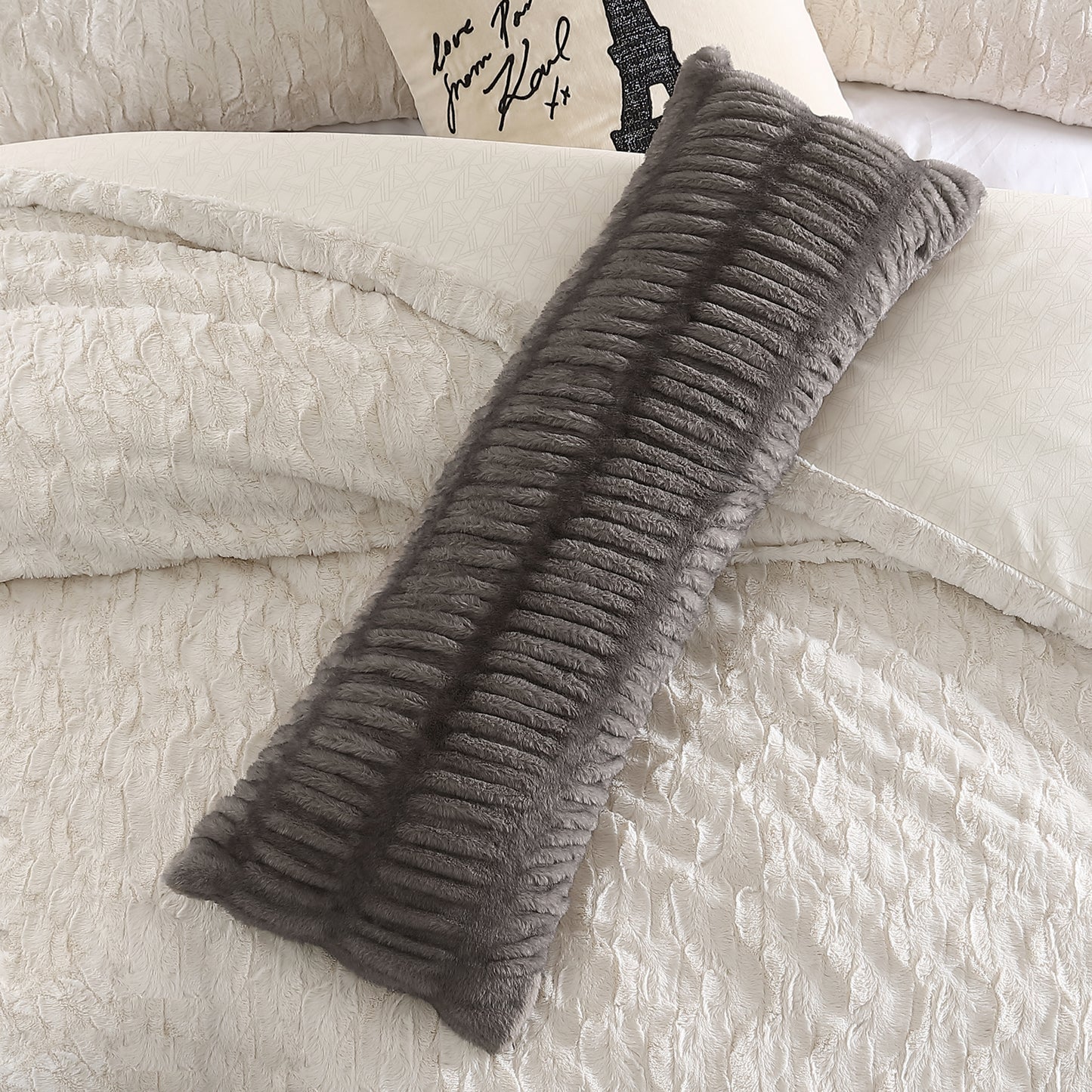 KARL LAGERFELD PARIS Ruched Faux Fur Decorative Pillow