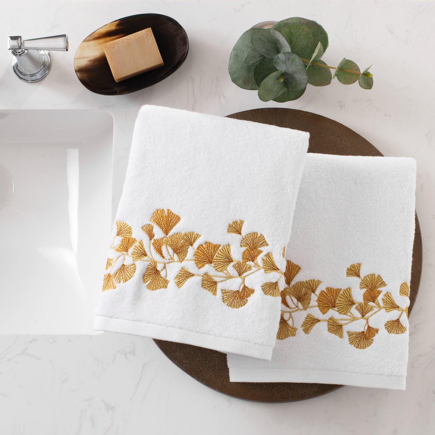 Michael Aram Gingko Embroidered Guest Towel 2pc Set
